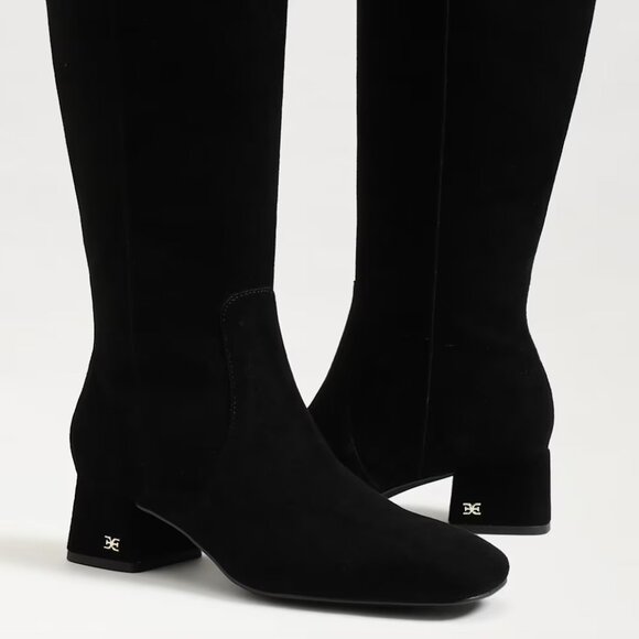 Sam Edelman Porter Knee High Black Suede Boots Sz 8 - Picture 5 of 5